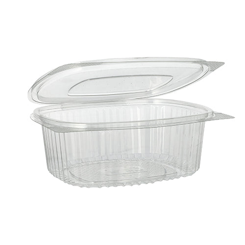 Papstar 10x 50 Feinkost- und Salatschalen mit Klappdeckel, R-PET oval 750 ml 6,2 cm x 14,4 cm x 17,5 cm klar