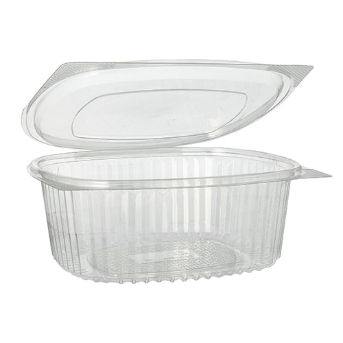 Papstar 8x 50 Feinkost- und Salatschalen mit Klappdeckel, R-PET oval 1000 ml 6,6 cm x 15,8 cm x 18,4 cm klar