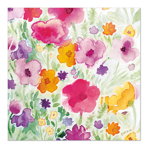 Papstar 10x 20 Servietten, 3-lagig 1/4-Falz 33 cm x 33 cm "Flower Field"