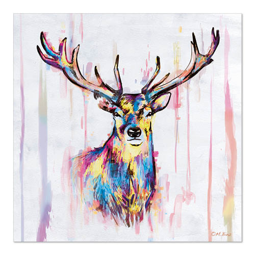 Papstar 10x 20 Servietten, 3-lagig 1/4-Falz 33 cm x 33 cm "Colourful Deer"