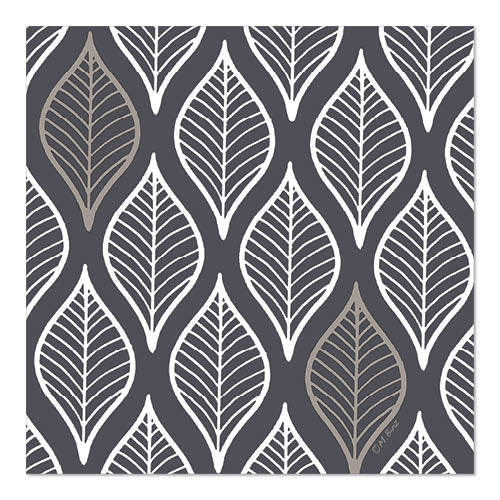 Papstar 12x 30 Servietten, 3-lagig 1/4-Falz 33 cm x 33 cm dunkelgrau "Leafy"