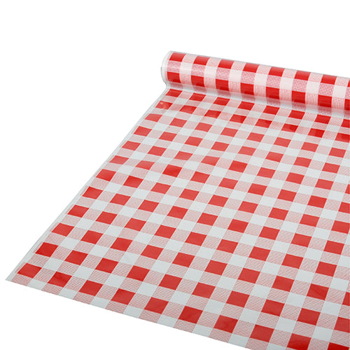 Papstar Tischdecke "Karo", LDPE-Folie, Rot und Weiß, Länge: 50m, Breite: 80cm