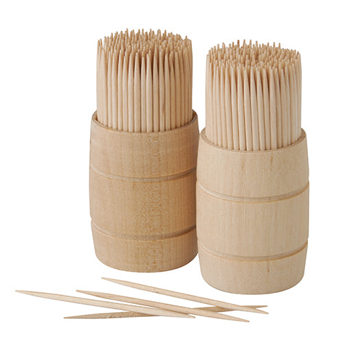 Papstar 10x 400 Zahnstocher, Holz "pure" rund 6,8 cm im Spender aus Holz