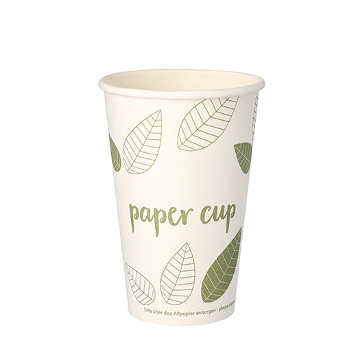 Papstar 1.000x Trinkbecher "ZERO", Pappe, Weiß und Grün, Serie: Pure, Inhalt: 300ml, Durchmesser: 8cm, Höhe: 11,7cm