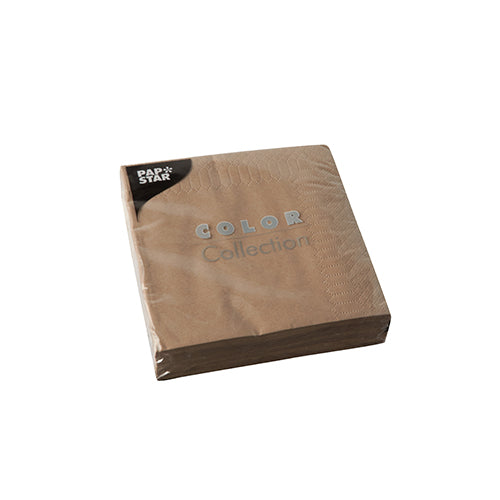 Papstar 300 Servietten, 3-lagig 1/4-Falz 24 cm x 24 cm taupe