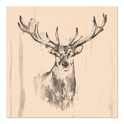 Papstar 10x 20 Servietten, 3-lagig 1/4-Falz 33 cm x 33 cm natur "Deer" aus recyceltem Papier