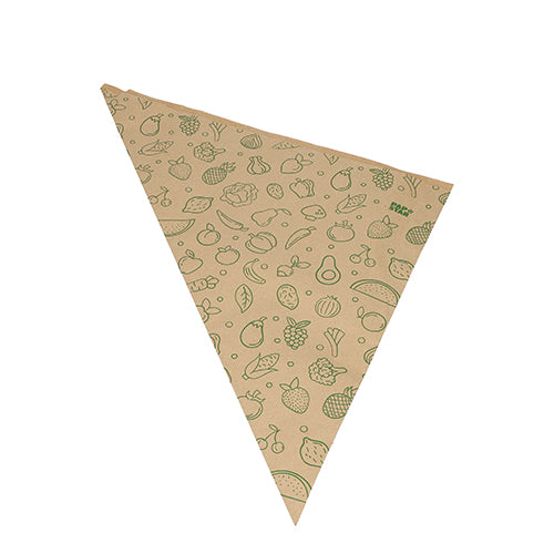 Papstar 1x 1000 Spitztüten, Kraftpapier 48 cm x 34 cm x 34 cm braun "Fruits & Vegs" Füllinhalt 1000 g