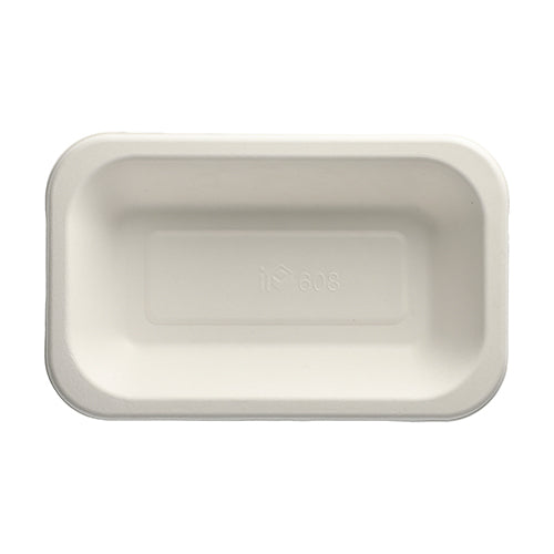 Papstar 5x 100 Siegelschalen, Zuckerrohr 750 ml 4,2 cm x 15 cm x 24 cm weiss