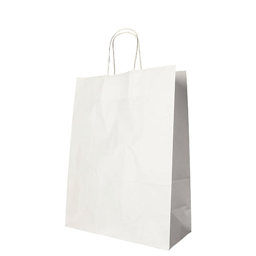 Papstar 10x 25 Tragetaschen, Papier 35 cm x 26 cm x 12 cm weiss mit gedrehtem Tragegriff