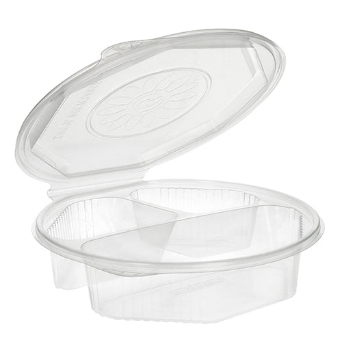 Papstar 4x 25 Menüboxen mit Klappdeckeln, PP 3-geteilt 5,9 cm x 21,5 cm x 21,5 cm transparent 8-eckig