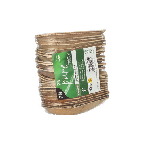 Papstar 250x Fingerfood - Löffel "Asia", Palmblatt, Natur, Serie: Pure, Länge: 12cm