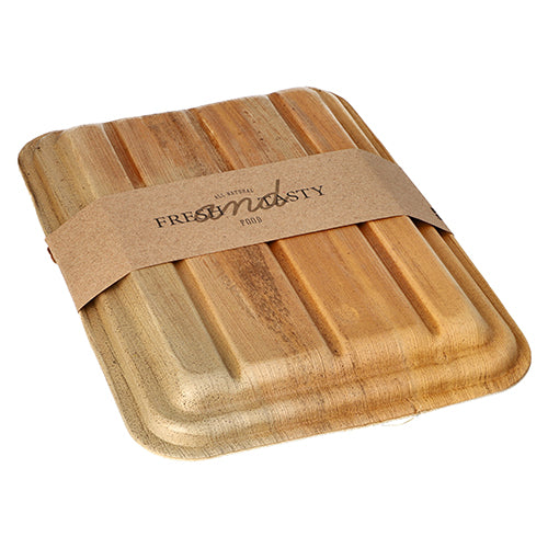 Papstar 5x 10 Trays inkl. Deckel und Banderole, Palmblatt, Eckig, 2-Geteilt, Serie: Pure, 17,5x25,5x5,5cm