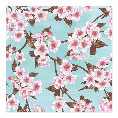 Papstar 10x 20 Servietten, 3-lagig 1/4-Falz 33 cm x 33 cm "Cherry Blossoms"