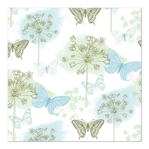 Papstar 10x 20 Servietten, 3-lagig 1/4-Falz 33 cm x 33 cm "Aquarell Butterfly"
