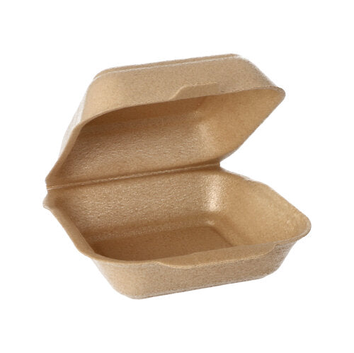 Papstar 4x 125 Hamburger-Boxen groß mit Klappdeckel, XPP 7 cm x 15 cm x 15 cm beige
