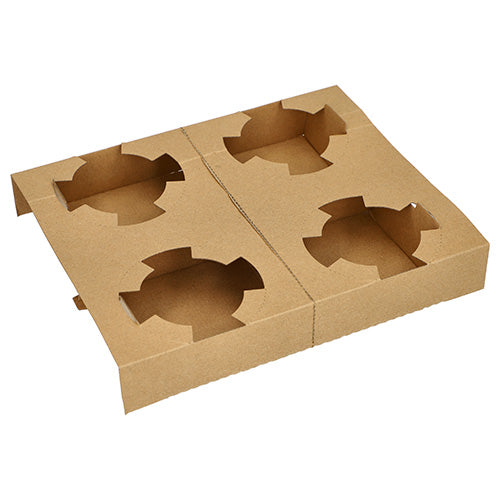 Papstar 100x Tragetabletts (Für 4 Suppenbecher), Pappe, Serie: PURE, Braun, 19,8x24,1x3,6cm