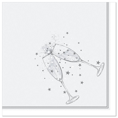 Papstar 250 Servietten "ROYAL Collection" 1/4-Falz 40 cm x 40 cm silber "Festivity"