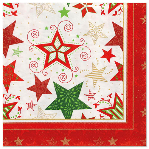 Papstar 300 Servietten, 3-lagig 1/4-Falz 40 cm x 40 cm weiss "Heavenly Stars"