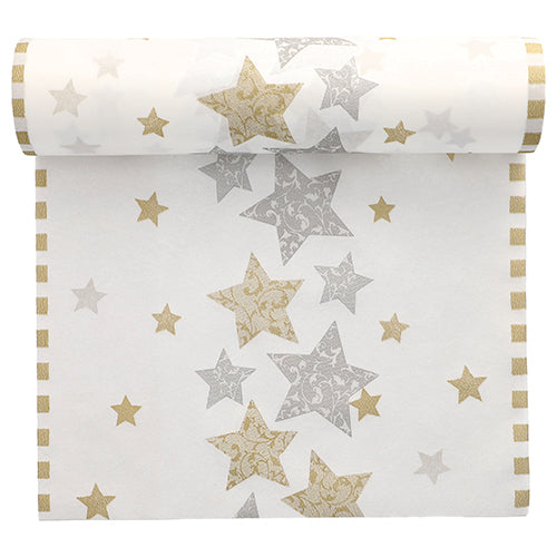 Papstar 6x Tischläufer, stoffähnlich, Airlaid 24 m x 40 cm "Stardust"
