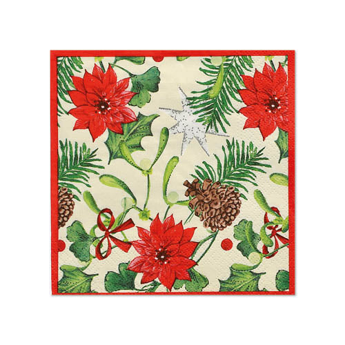 Papstar 12x 50 Servietten, 3-lagig 1/4-Falz 25 cm x 25 cm "Winterly"