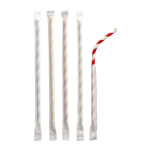 Papstar 1.000 Trinkhalme farbig sortiert "Stripes" einzeln gehüllt, Material: Papier, Abmessungen: Ø 6 mm · 20 cm
