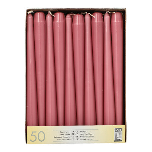 Papstar 2x 50 Leuchterkerzen Ø 2,2 cm · 25 cm altrosa