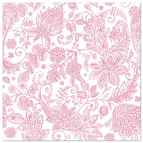Papstar 5x 50 Servietten, Fuchsia, "Paisley", Serie: ROYAL Collection, 1/4-Falz, 40x40cm