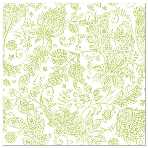 Papstar 250 Servietten "ROYAL Collection" 1/4-Falz 40 cm x 40 cm limonengrün "Paisley"