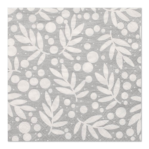 Papstar 12x 30 Servietten, 3-lagig 1/4-Falz 33 cm x 33 cm silber "Holly"