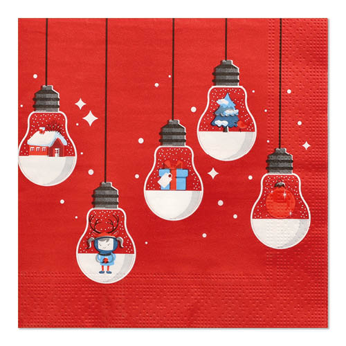 Papstar 300 Servietten, 3-lagig 1/4-Falz 33 cm x 33 cm rot "Lighting"