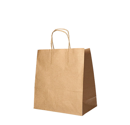 Papstar 12x 25 Tragetaschen, Papier 25 cm x 26 cm x 17 cm braun mit gedrehtem Tragegriff