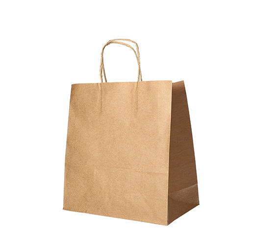 Papstar 12x 25 Tragetaschen, Papier 27 cm x 32 cm x 17 cm braun mit gedrehtem Tragegriff
