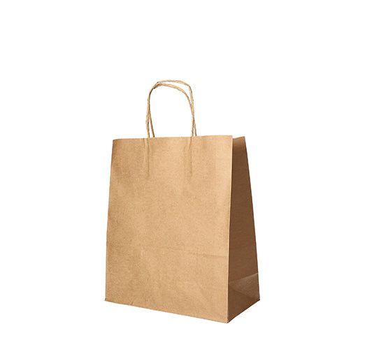 Papstar 10x 25 Tragetaschen, Papier 28 cm x 22 cm x 10 cm braun mit gedrehtem Tragegriff