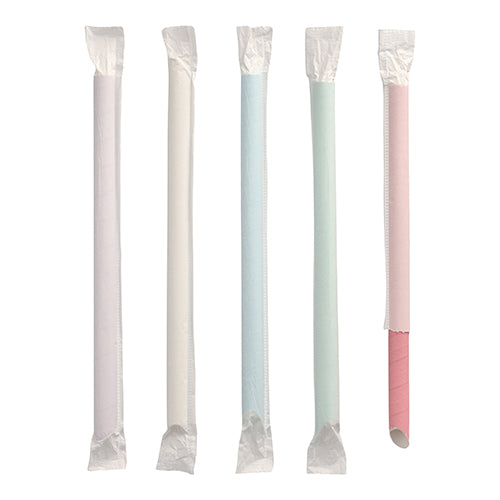 Papstar 1.200 Bubble Tea Halme farbig sortiert einzeln gehüllt, einseitig spitz, Material: Papier, Abmessungen: Ø 12mm · 20cm