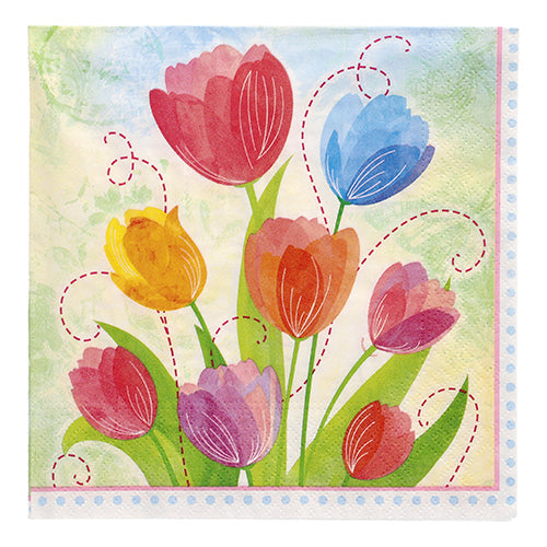 Papstar 300 Servietten, 3-lagig 1/4-Falz 33 cm x 33 cm "Tulip Bouquet"