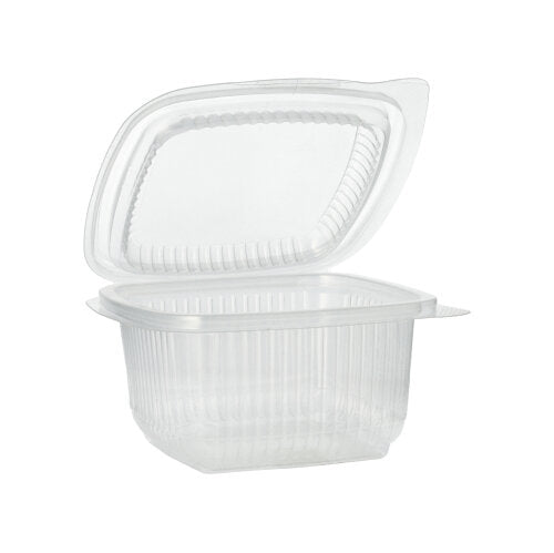 Papstar 1000 Verpackungsbecher mit Klappdeckeln, PP, Transparent, Rechteckig, Inhalt: 375ml, 6,2x11,5x12cm