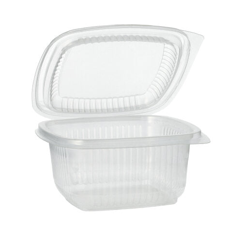Papstar 900 Verpackungsbecher mit Klappdeckeln, PP, Transparent, Rechteckig, Inhalt: 500m, 6,3x12,5x13,1cm