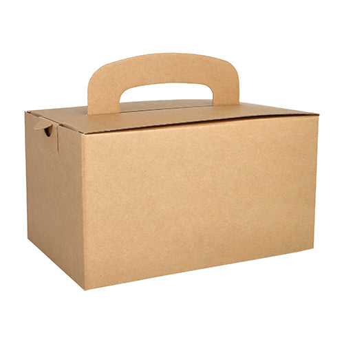 Papstar 5x 20 Lunch-Boxen, Pappe "pure" eckig 12,5 cm x 15,5 cm x 22,5 cm braun mit Tragegriff