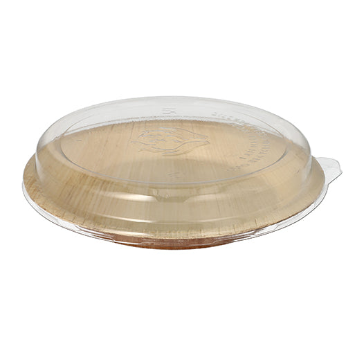 Papstar 5x 10 Teller, Palmblatt rund 500 ml Ø 23 cm · 5,3 cm mit rPET Deckel "Kombipack"