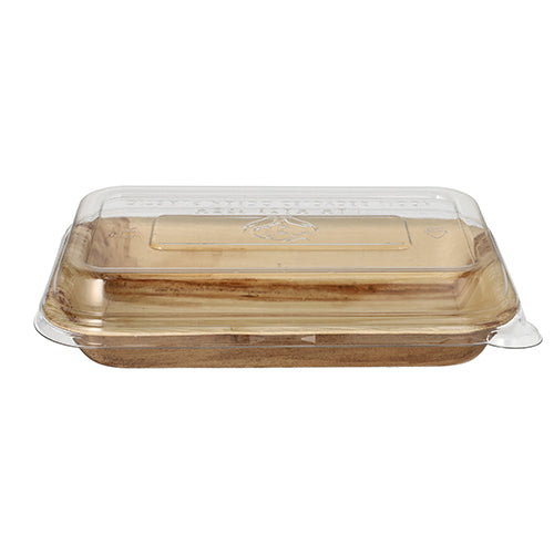 Papstar 50x Schalen (inkl. Deckel), Palmblatt und rPET, Natur und Transparent, 20x14x5cm