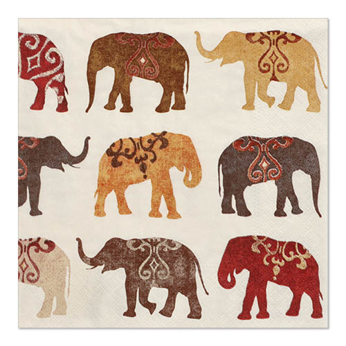 Papstar 10x 20 Servietten, 3-lagig 1/4-Falz 33 cm x 33 cm "Elephants"