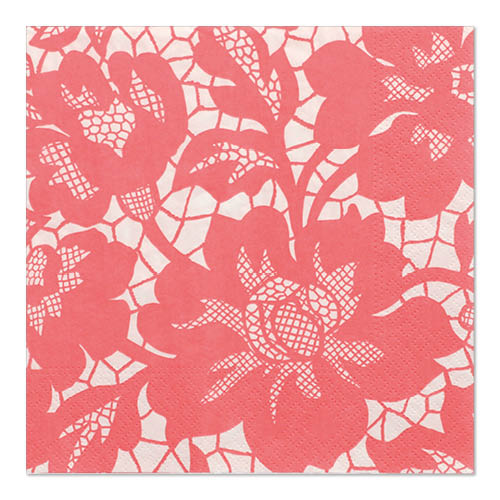 Papstar 12x 30 Servietten, 3-lagig 1/4-Falz 33 cm x 33 cm rosa "Rich Lace"