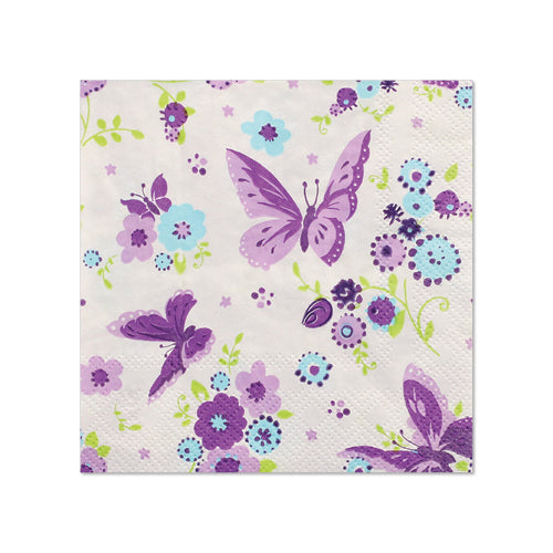 Papstar 14x 20 Servietten, 3-lagig 1/4-Falz 25 cm x 25 cm "Beautiful Butterfly"