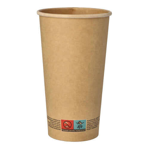 Papstar 20x 50 Trinkbecher, Pappe 0,5 l Ø 9 cm · 15 cm braun