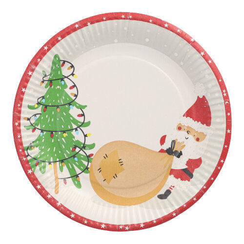 Papstar 20x 10 Teller, Pappe rund Ø 23 cm "Lutins de Noel"