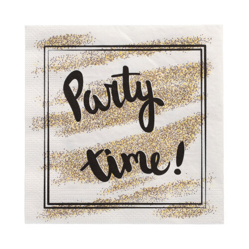 Papstar 300 Servietten, 3-lagig 1/4-Falz 33 cm x 33 cm "Party Time"