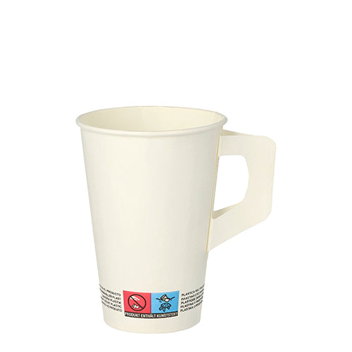 Papstar 25x 80 Trinkbecher mit Henkel, Pappe 0,2 l Ø 7 cm · 9,7 cm weiss