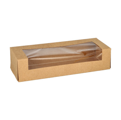 Papstar 4x 25 Sushi-Schalen, Pappe eckig 4,5 cm x 19,5 cm x 7 cm braun
