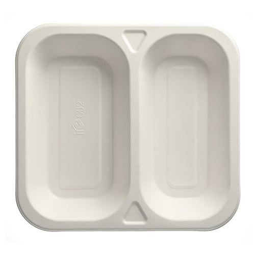 Papstar 4x 50 Siegelschalen, Zuckerrohr 2-geteilt 1250 ml 4,2 cm x 24,5 cm x 26,5 cm weiss