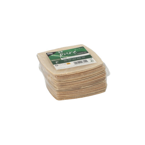 Papstar 100x Teller "QUADRATO", Palmblatt, Natur, Serie: Pure, 10x10cm